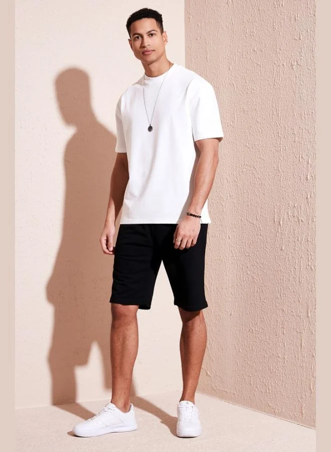 بوراتي تيشيرت رجالي قطن بياقة دائرية بقصة مريحة أساسي بوراتي